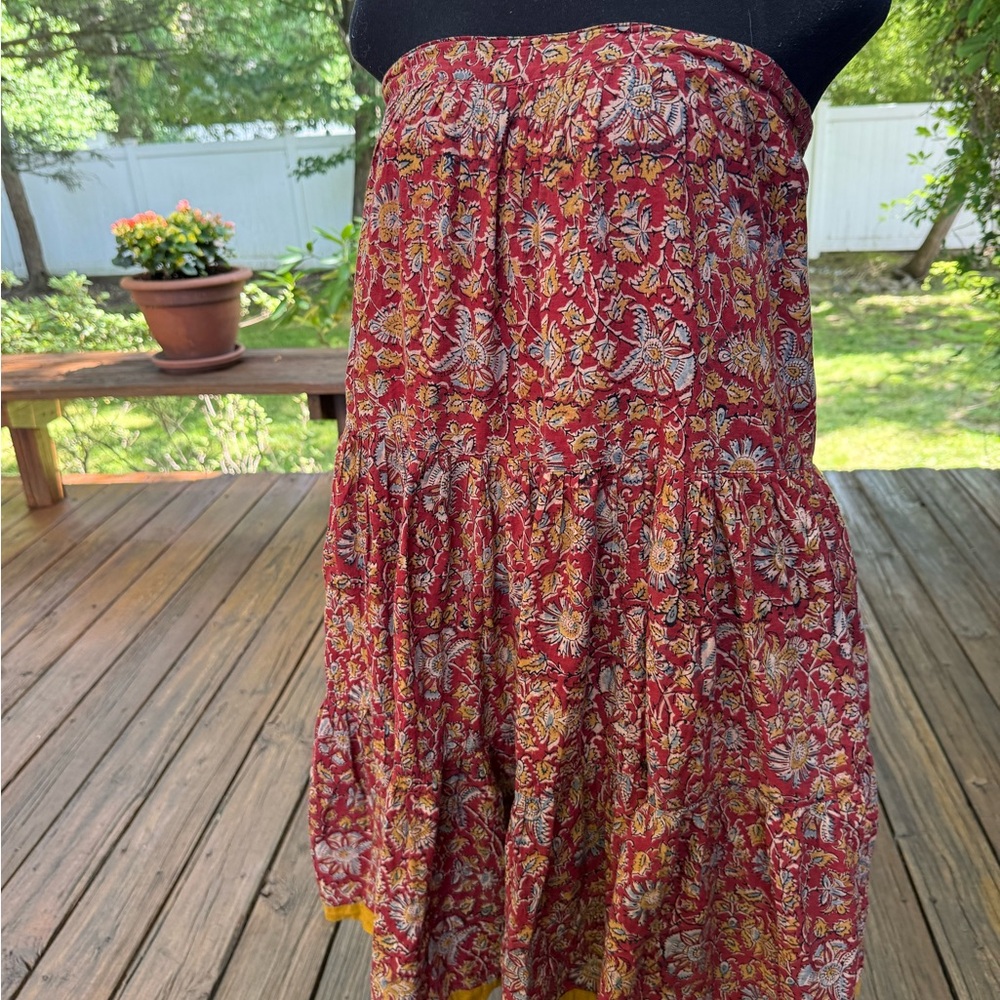 Vintage Bohemian Floral Red Skirt - Picture 7 of 9